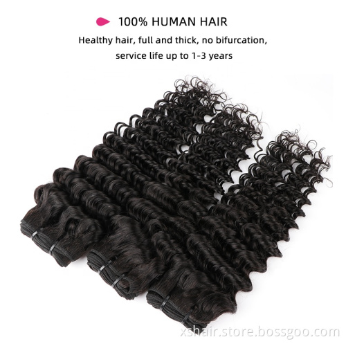 Unprocessed Human Hair Bundles Raw Virgin Cuticle Aligned Deep Curly Human Hair Weave Indian Hair Bundles